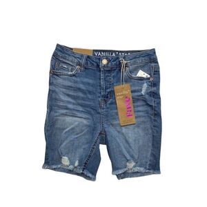 Vanilla Star Bermuda‎ Jean Shorts 7 Juniors' Ripped Frayed Distressed Stretch